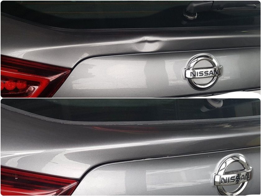 Крышка багажника Nissan — до и после